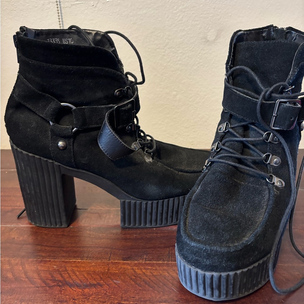 Black Suede TUK Women's Platform Boots